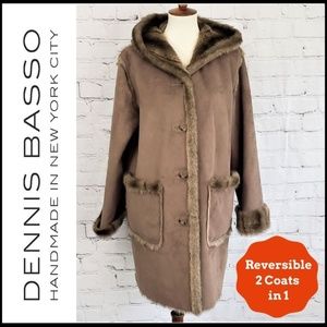NWOT DENNIS BASSO REVERSIBLE Faux Suede/Fur Coat